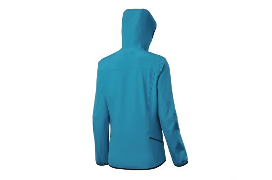 Women′s Blue Melange Polyester Long Sleeve Softshell Jacket