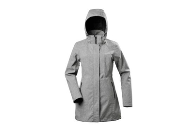 Lady′s Long Softshell Melange Gray Windbreaker Waterproof Jacket