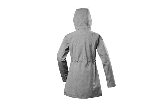 Lady′s Long Softshell Melange Gray Windbreaker Waterproof Jacket